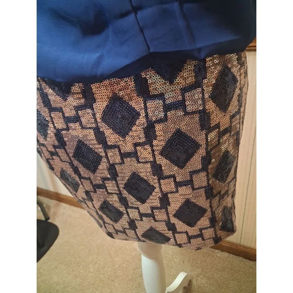 Love Reigns Rose Gold & Navy Sequin Mini Party Dress - Size Small